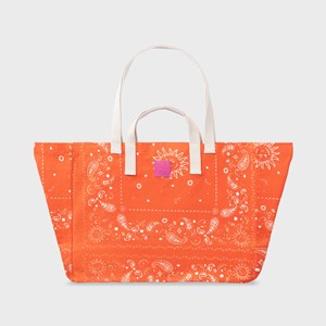 Sac cabas en coton biologique imprimé bandana orange