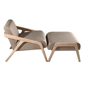 Washington - fauteuil avec repose-pieds en mindi vernis naturel