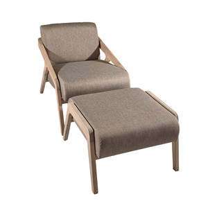 Washington - fauteuil avec repose-pieds en mindi vernis naturel