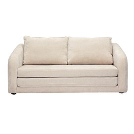 Canapé convertible 2 places en tissu effet velours texturé beige mahaut