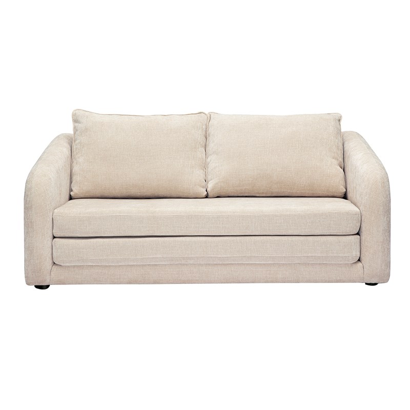 Canapé convertible 2 places en tissu effet velours texturé beige mahaut