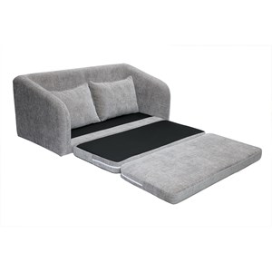 Canapé convertible 2 places en tissu effet velours texturé gris mahaut
