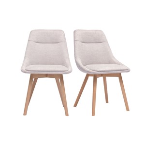 Chaises en tissu effet velours texturé beige et bois clair (lot de 2) aless