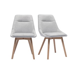 Chaises en tissu effet velours texturé gris clair et bois clair (lot de 2) aless
