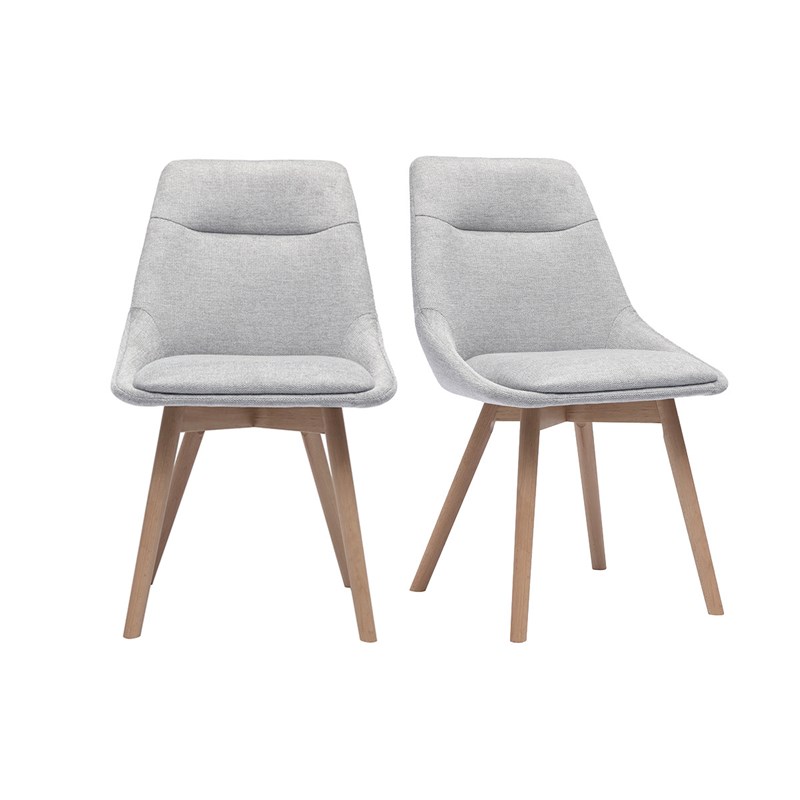 Chaises en tissu effet velours texturé gris clair et bois clair (lot de 2) aless