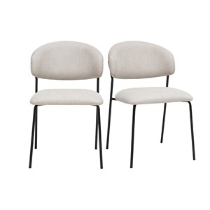 Chaises en tissu effet velours texturé beige et métal noir (lot de 2) benta