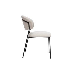 Chaises en tissu effet velours texturé beige et métal noir (lot de 2) benta