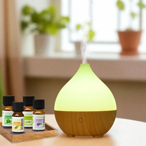Diffuseur d'arôme leo + 4 huiles essentielles – bien-être & respiratoire