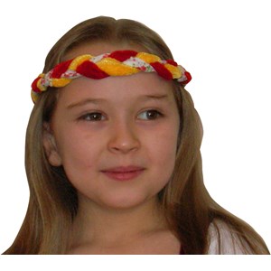 Couronne tressée jaune & rouge & fleurs