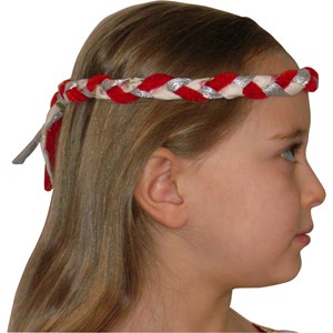 Couronne tressée argent&nbsp;rouge&nbsp;fleurs