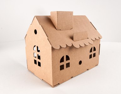 Maison tirelire carton brun