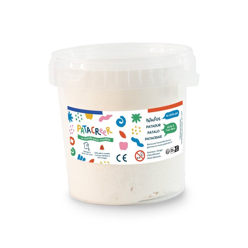 Pat'A Creer - Patadur seau de 2kg de pâte à modeler blanche autodurcissante blanche
