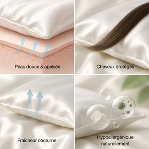 Oreiller bambousatiné peaux sensibles