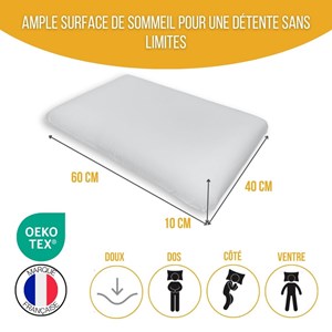 Oreiller bambousatiné peaux sensibles