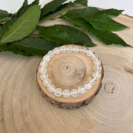 Bracelet cristal de roche craquelé – pierres naturelles 8 mm
