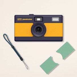 Appareil photo peeksme jaune + 1 paire de clips vert + 1 lanière bleue