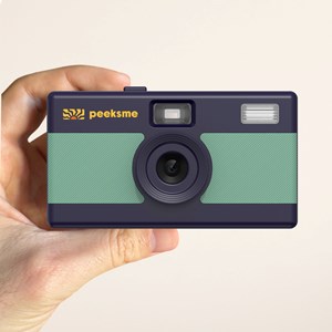 Appareil photo peeksme vert + 1 paire de clips bleu + 1 lanière bleue