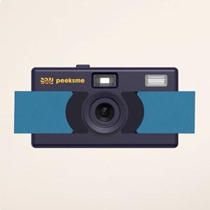 Appareil photo peeksme bleu + 1 paire de clips vert + 1 lanière bleue