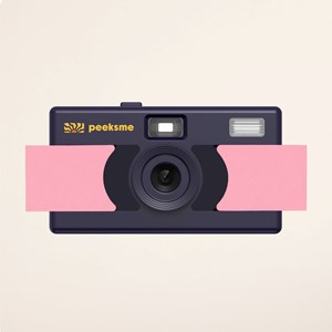 Appareil photo peeksme rose + 1 paire de clips bleu + 1 lanière bleue