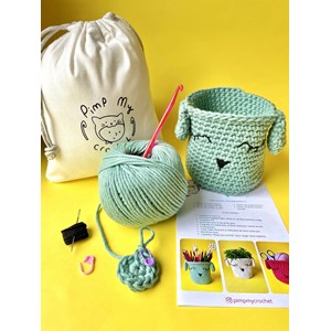 Kit de crochet : 2 kits le pot kawaï et la pochette renard