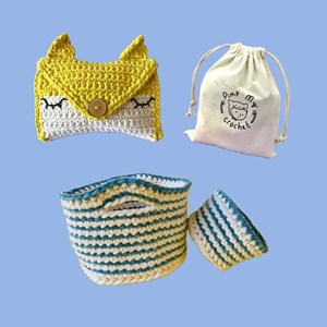 Kit de crochet : 2 kits corbeilles et la pochette renard
