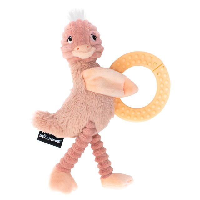 LES DEGLINGOS - Peluche autruche à mâchouiller déglingos