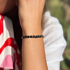 Bracelet en tourmaline noire naturelle taillée à la main