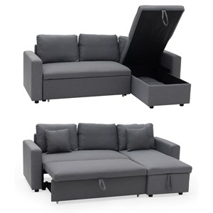 Canapé d'angle convertible clark 3 places gris