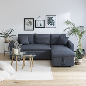 Canapé d'angle convertible clark 3 places gris chiné