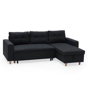 Canapé d'angle convertible wade 3 places gris anthracite