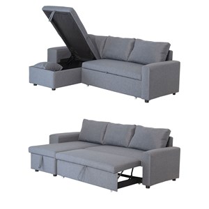Canapé d'angle convertible tony 3 places gris chiné