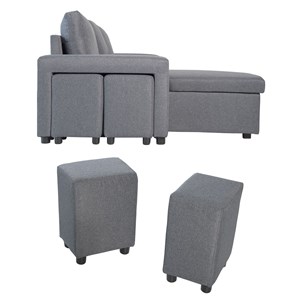 Canapé d'angle convertible tony 3 places gris chiné
