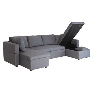 Canapé panoramique convertible scott 4 places gris chiné
