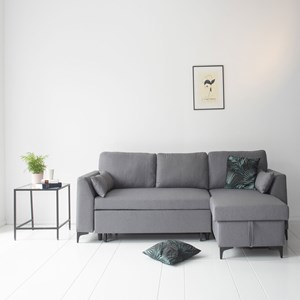 Canapé d'angle convertible logan 3 places gris