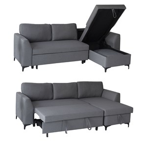 Canapé d'angle convertible logan 3 places gris