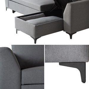 Canapé d'angle convertible logan 3 places gris