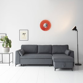 Canapé d'angle convertible logan 3 places gris chiné