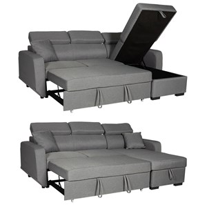 Canapé d'angle convertible warren 3 places gris
