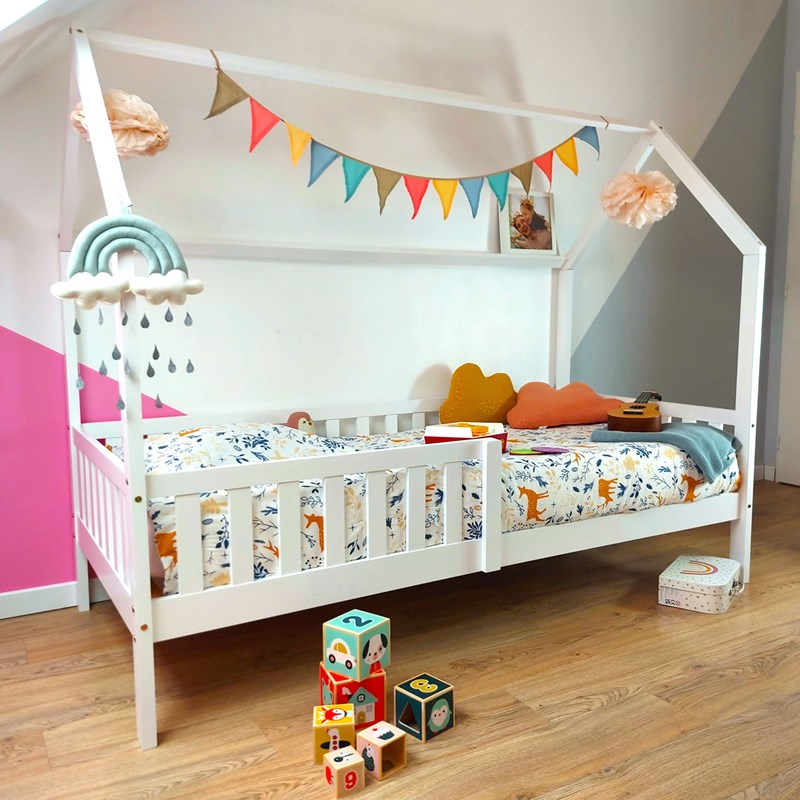 Lit cabane pour enfant 190x90cm blanc marceau
