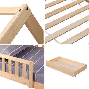 Lit cabane pour enfant 190x90cm en bois avec tiroirs marceau