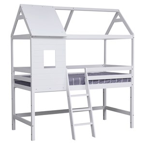 Lit cabane mezzanine pour enfant 190x90cm blanc margot