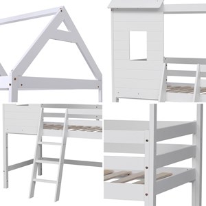 Lit cabane mezzanine pour enfant 190x90cm blanc margot