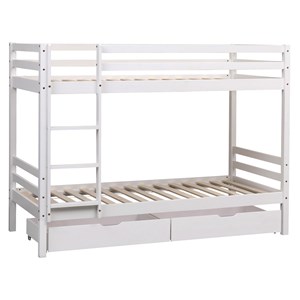 Lits superposés pour enfants 190x90cm blanc avec tiroirs ambre