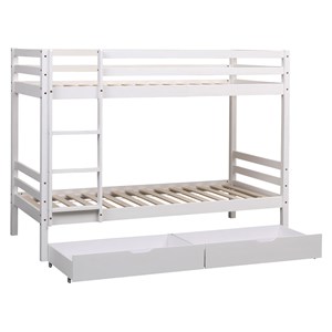 Lits superposés pour enfants 190x90cm blanc avec tiroirs ambre
