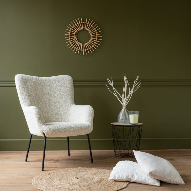 Happy Garden - Fauteuil en tissu bouclette écru eira