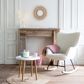 Fauteuil à bascule en tissu bouclette écru kaira