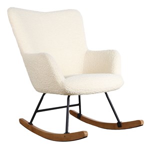 Fauteuil à bascule en tissu bouclette écru kaira