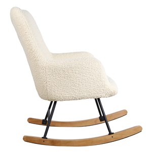 Fauteuil à bascule en tissu bouclette écru kaira