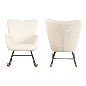 Fauteuil à bascule en tissu bouclette écru kaira