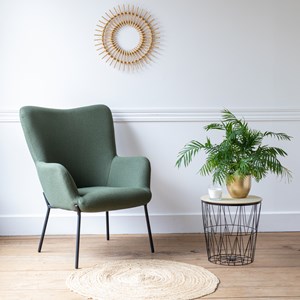 Fauteuil en tissu boucle vert kaki eira
